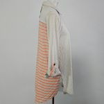 Mystree  Beige Ringspun Front Apricot Striped Back Button Down Tunic Size Small Photo 2