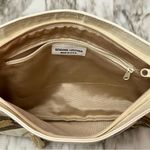 Vintage Cream Gold Leather Patchwork Crossbody Clutch Purse 80s Glam Mob Wife Photo 15