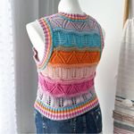 ZARA Multicolor Crochet Knit Crewneck Cropped Sweater Vest Women’s Size Medium Photo 3