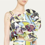 Tanya Taylor  Claudette Asymmetrical Ruffle Peplum Top Sz 8 Zesty Multi NWT $395 Photo 0