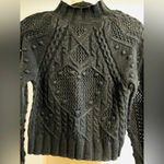 Free People  Reina Cable Knit Pullover in Black Size XS NWT $148 Photo 3