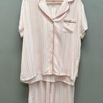 Splendid  Sort Sleeve & Pants Button Up Pajamas Set Pink Stripe XL Photo 0
