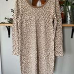 Banana Republic Tan Leopard Print Scoop Neck Back Elbow Sleeve Sweater Dress Photo 0