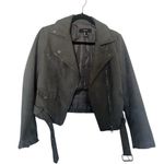 Forever 21 Faux Suede Gray Moto Biker Jacket Photo 4