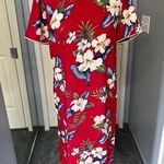 Vintage Iolani Made in Hawaii Red Floral Tropical Hawaiian Dress Photo 0