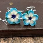 Handmade  Y2K Blue Plumeria Flower Earrings Photo 3