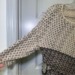 Anthropologie Moth Tan/Grey Print Knit Cropped 3/4 Sleeve Sweater Top size S Photo 4