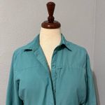 REÍ Women Turquoise Hiking Long Sleeves Collared Button Photo 1