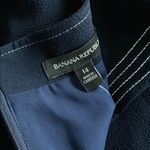 Banana Republic  Peplum Dress Womens Sz 14 Navy and White Top Stitched New Photo 4