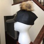 Gallery Black Faux Leather Pompom Cap Photo 1