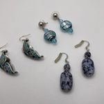 Lot Of 3 Women’s Costume Earrings Pierced Dangle Drop Blue Photo 2