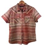 North River Outfitters Women's Size Large Red Geometric Plaid Western Snap Shirt Photo 0