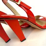 Jimmy Choo Patent Leather Pepper Slingback Sandal Heels Orange Photo 3