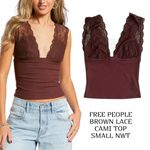 Free People  BROWN LACE LOUNGE CAMI TOP SMALL NEW WITH TAG Photo 1