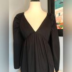 Black Cotton Long Sleeve Babydoll Midi Dress with Pephem Sz 6 Photo 1
