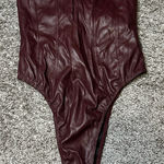 Timing  Maroon Satin Bodysuit Photo 0
