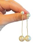 Pearl Dangle 2 Way Drop Or Stud Earrings NEW White Photo 4