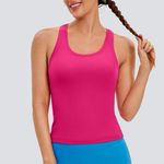 Amazon Pink  Crazy Yoga Fitted Low Neck Tank Top Photo 0