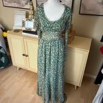 SISTER JANE Shirred Tie Back Maxi Dress Smocked in Green Floral Size M + Size M Photo 3