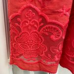 Corey P Red Coral Pleated Fit & Flare Cocktail Dress Lace Embroidered Size 8 NWT Photo 4