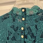 HD in Paris Anthropologie NWT Teal Lace Peacock Blouse Top Short Sleeve Petite Photo 6