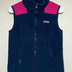 Vineyard Vines Navy Blue Fleece Vest Full Zip Up Small Women Photo 0