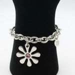 Cookie Lee  Daisy Charm Bracelet, Silver Tone Chunky Chain - Y2K Photo 0
