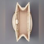 Tory Burch ELLA LOGO CREAM BOUCLE TOTE BAG LEATHER/CHAIN HANDLE NWT $698 RARE Photo 2