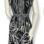 BCBGMAXAZRIA  Dress Abstract Print Black‎ White Tie Waist Pockets Size Medium Photo 0