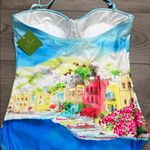Kate Spade  Ocean Grove Underwire Halter One Piece Swimsuit Blue Pink Size XL Photo 4