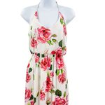 Anthropologie Lush Say No Amore Ivory Rose Floral Print Sleeveless T Back Tulip Hem Maxi Dress Photo 6
