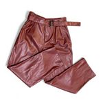 Who What Wear Women's HighRise Brown Faux Leather PaperBag Pants Size 4 Like New Photo 0