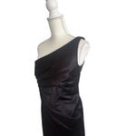 David Meister Black Satin One Shoulder Cocktail Dress Size 8 Photo 5