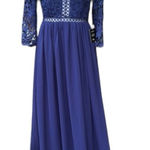 Lulus lulu’s Navy Blue Lace Formal v neckline Floor Length Maxi Dress Size Small Photo 0