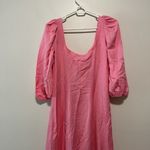 Loeffler Randall  NWT Linen Carmina Curve Seam‎ Long Sleeve Dress Bubblegum Pink Photo 4