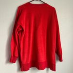 Aerie Red Oversized Cozy Fleece Crewneck Sweatshirt with Side Slit. Small Photo 2