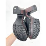 Korks Arden Platform Block Heel Slingback Peep Toe Studded Faux Leather Sandals Black Size 10 Photo 3