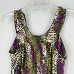 Nina Leonard Lennie For  Maxi Dress Beaded Palm Leaf Green Purple Beachy Size L Photo 5