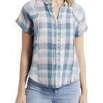 Lucky Brand  Women’s Plaid Short Sleeve Raw Edge Button Front Shirt Photo 0