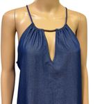 Mlle Gabrielle  Blue Chambray Blue Jean Look Keyhole Sleeveless Midi Dress Medium Photo 2