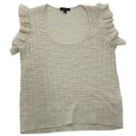 J.Crew Sweater Womens Small Cream Linen Blend Ruffle Sleeve Scoop Neck Top Photo 0