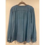 Loft  Ann Taylor Chambrey Ruffled Button Down Blouse L Business Casual Officewear Photo 2