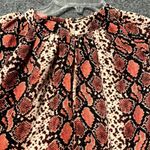 Sunday in Brooklyn Blouse Top Womens Medium Multicolor Snakeskin Print Pleated Photo 2