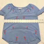 Velvet by Graham Spencer Martha neon floral embroidered blouse XS TB 4707 Blue Photo 1