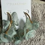 Stella & Rubi Gold and Green Floral Hoop Earrings Photo 1