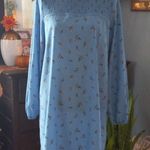 Kensie "Forget Me Not" Blue & Black Floral Print Long Sleeve Flowy Dress Photo 3