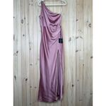 Lulus NWT  Signature Elegance Rose Satin One-Shoulder Maxi Dress Bridesmaid Sz M Photo 1