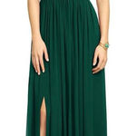NWT Dessy 12 Regular Green Gown SLEEVELESS DRAPED CHIFFON MAXI DRESS FRONT SLIT Photo 0