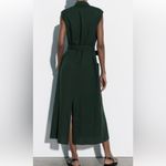 ZARA  Green Linen Blend Sleeveless Belted Midi Dress Photo 4