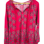 Sundance Red Floral Print Peasant Blouse XS Boho Tassel Top Long Sleeve Photo 0